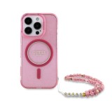Guess IML Glitter Strap MagSafe Zadní Kryt pro iPhone 16 Pro Max Pink