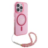 Guess IML Glitter Strap MagSafe Zadní Kryt pro iPhone 16 Pro Max Pink