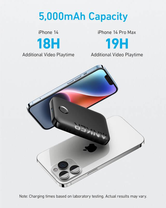 Anker 321 MagGo 5000mAh, 12W Bezdrátová powerbanka černá
