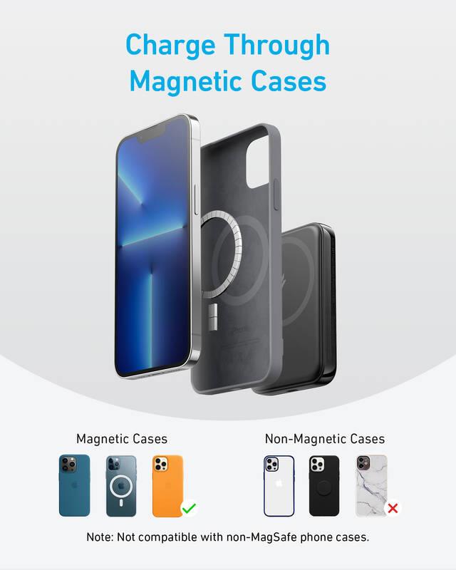Anker 321 MagGo 5000mAh, 12W Bezdrátová powerbanka černá