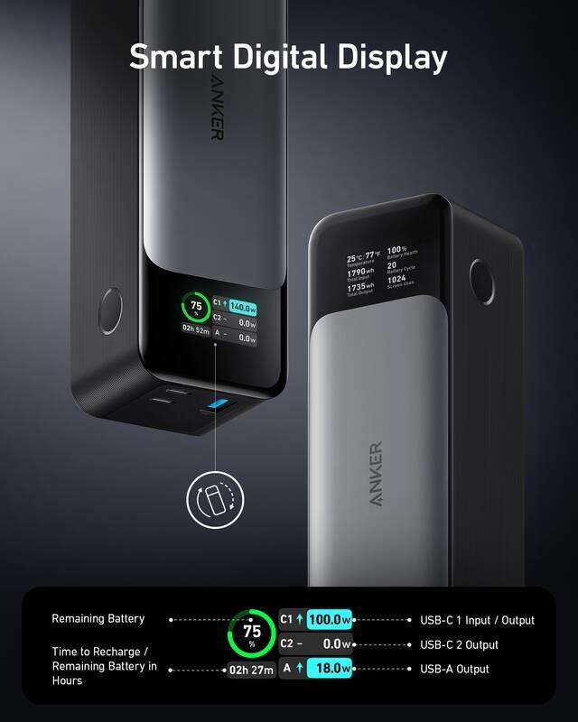 Anker 737 24000mAh, 140W Powerbanka černá