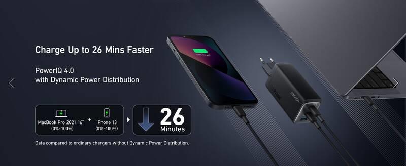 Anker 737 120W, 2xUSB-C, 1xUSB-A Nabíječka do sítě černá