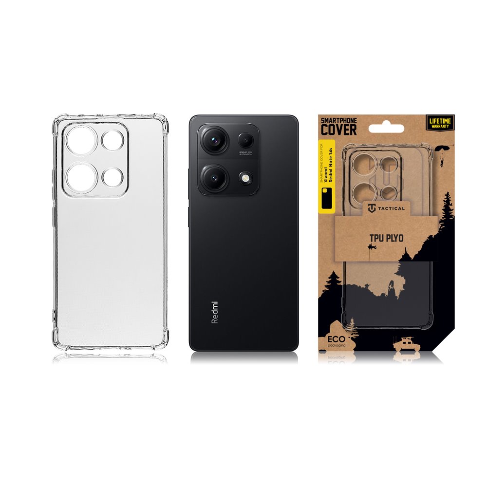 Zadní kryt Tactical TPU Plyo pro Xiaomi Redmi Note 14S, transparentní