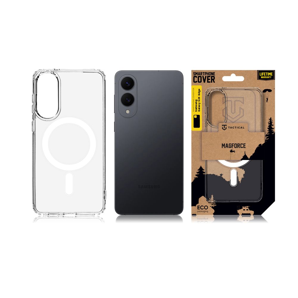 Zadní kryt Tactical MagForce pro Samsung Galaxy S25 Edge, transparentní