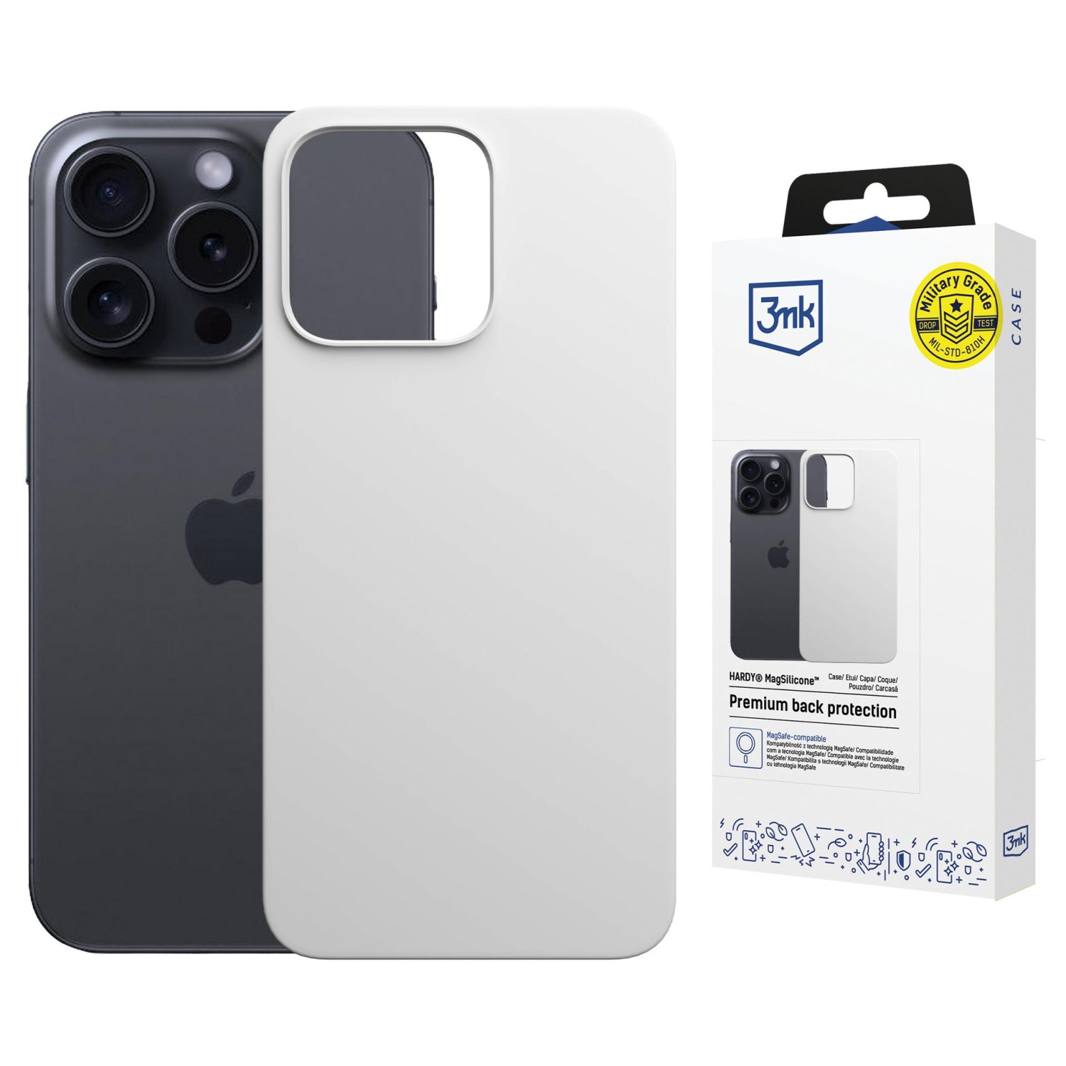 Zadní kryt 3mk Hardy MagSilicone pro Apple iPhone 15 Pro Max, stříbrno bílá