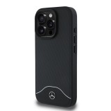 Mercedes Wood Imitation and Smooth Leather MagSafe Zadní Kryt pro iPhone 16 Pro Max Black