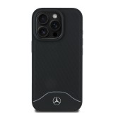Mercedes Wood Imitation and Smooth Leather MagSafe Zadní Kryt pro iPhone 16 Pro Max Black