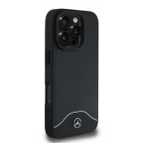 Mercedes Wood Imitation and Smooth Leather MagSafe Zadní Kryt pro iPhone 16 Pro Max Black
