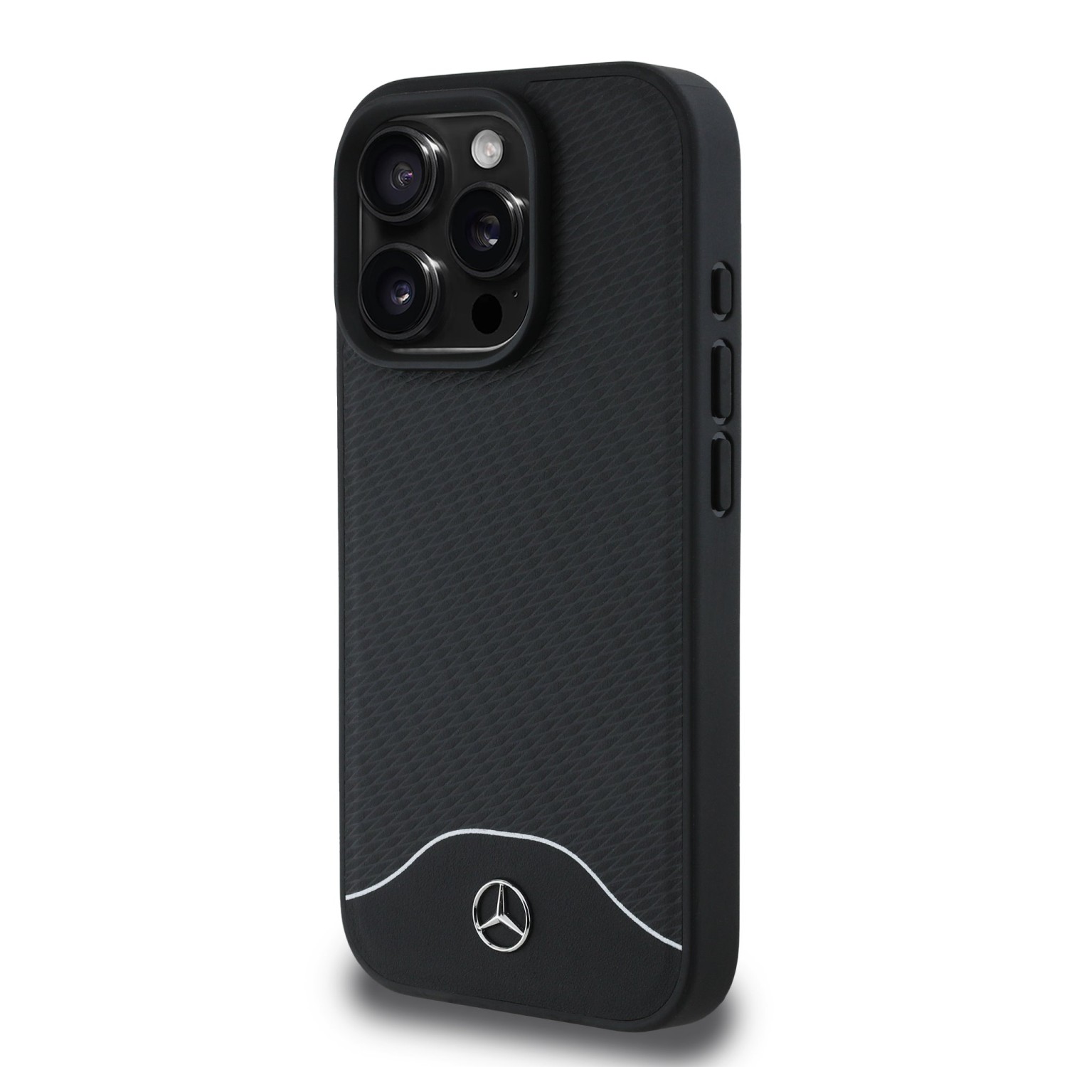 Mercedes Wood Imitation and Smooth Leather MagSafe Zadní Kryt pro iPhone 16 Pro Max Black