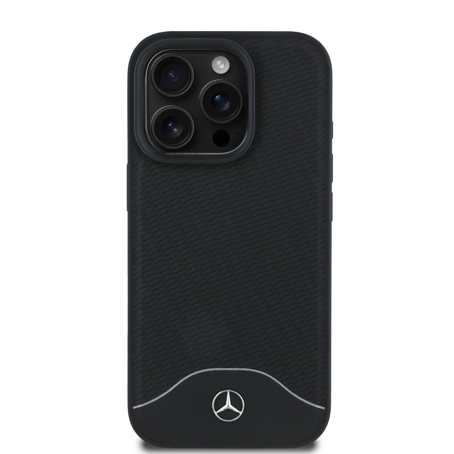 Mercedes Wood Imitation and Smooth Leather MagSafe Zadní Kryt pro iPhone 16 Pro Max Black