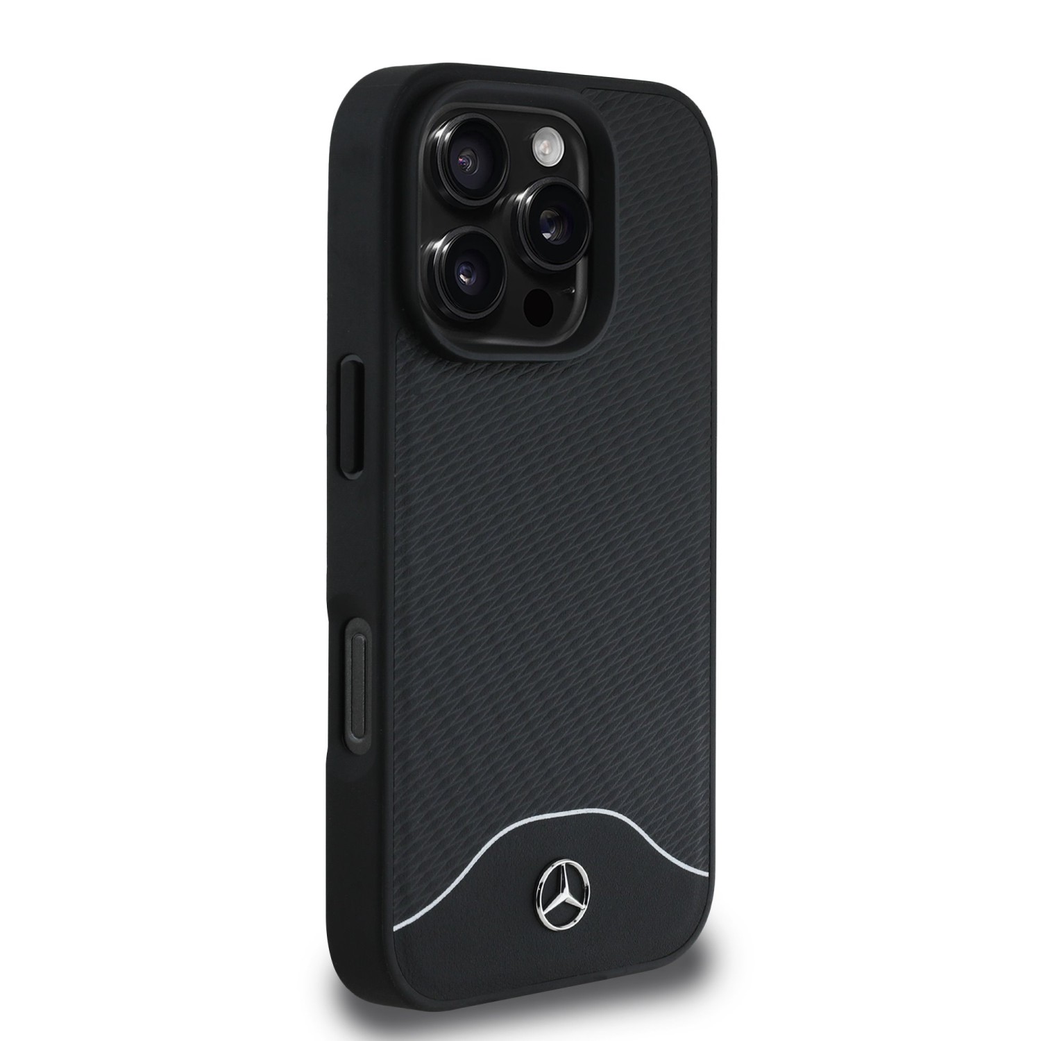 Mercedes Wood Imitation and Smooth Leather MagSafe Zadní Kryt pro iPhone 16 Pro Max Black