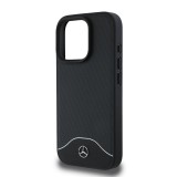 Mercedes Wood Imitation and Smooth Leather MagSafe Zadní Kryt pro iPhone 16 Pro Black