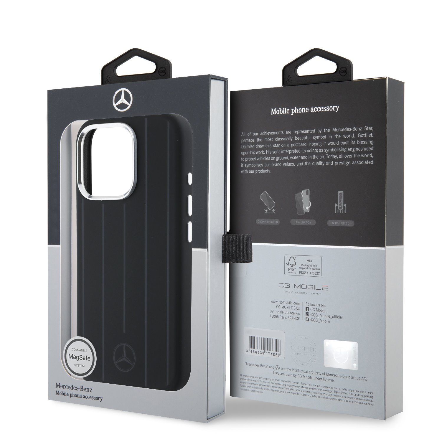 Mercedes Liquid Silicon Stripes Pattern MagSafe Zadní Kryt pro iPhone 16 Pro Black 