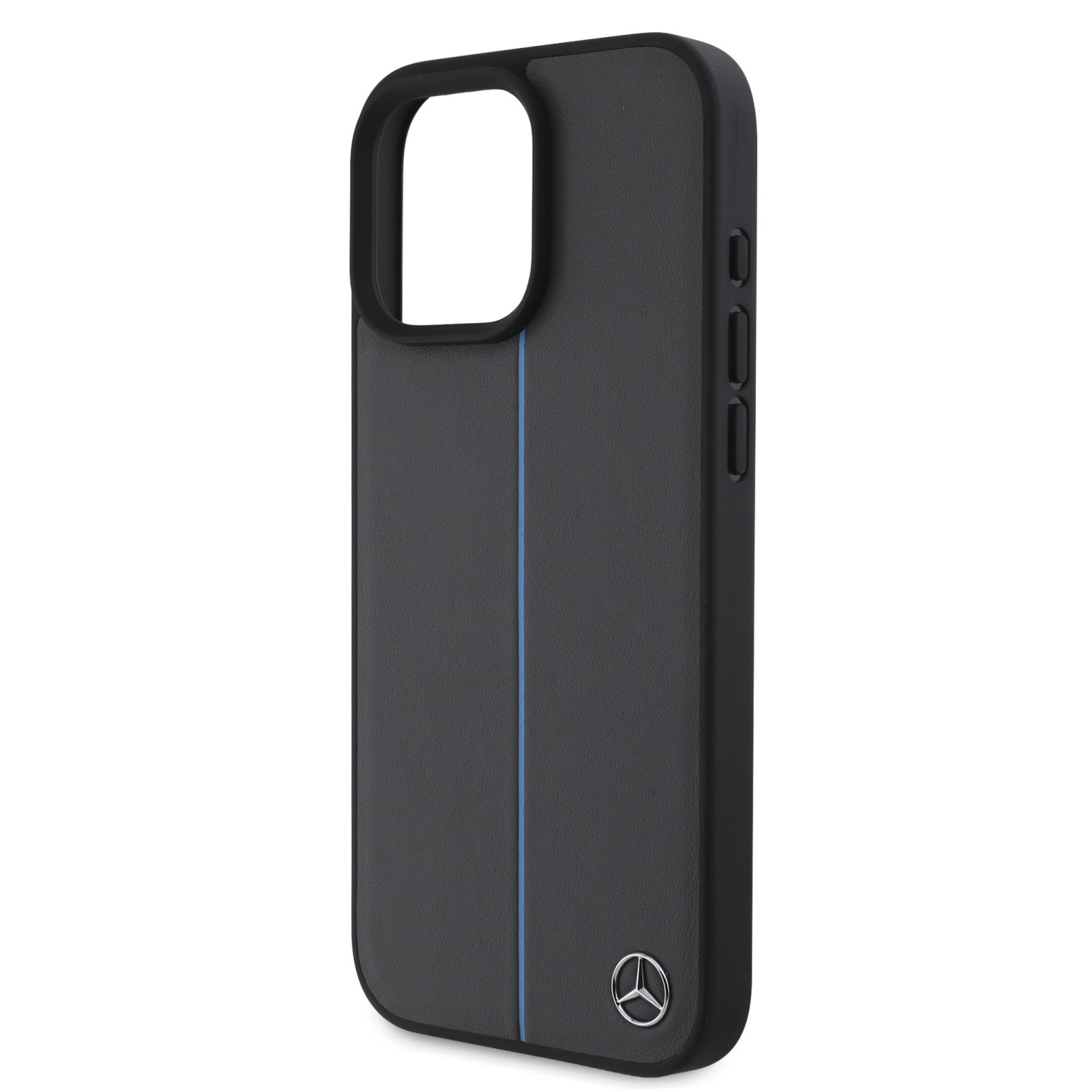 Mercedes Leather Blue Stripe MagSafe Zadní Kryt pro iPhone 16 Pro Anthracite Grey