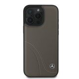 Mercedes Curved Stitches Leather Zadní Kryt pro iPhone 16 Pro Brown