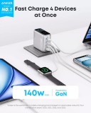 Anker 140W, 3xUSB-C, 1xUSB Nabíječka do sítě stříbrná