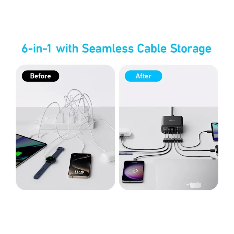 Anker 112W Nabíjecí stanice 3xUSB-C, 3xUSB černá