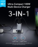 Anker Prime 100W, 2xUSB-C, 1xUSB Nabíječka do sítě stříbrná