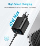 Anker Prime GaN 67W, 2xUSB-C, 1xUSB Nabíječka do sítě černá