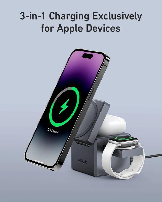 Anker 3v1 Cube MagSafe 30W Bezdrátová nabíječka černá