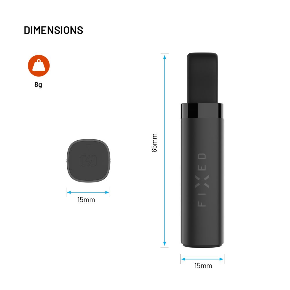 Smart tracker FIXED Tag Stick s podporou Find My, černý