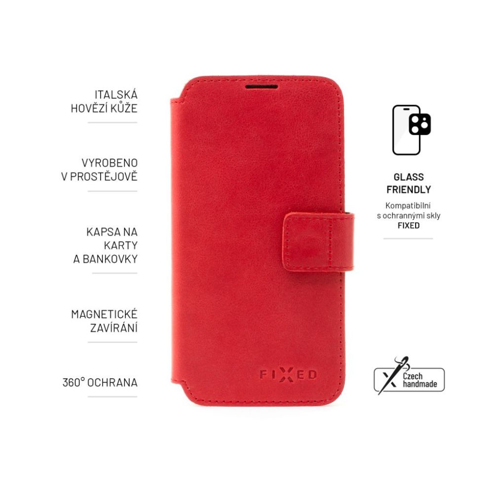 Kožené pouzdro typu kniha FIXED ProFit pro Samsung Galaxy A56 5G, červené