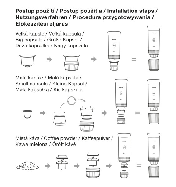 Aligator PortaCaffé 3v1 Přenosný kávovar šedá