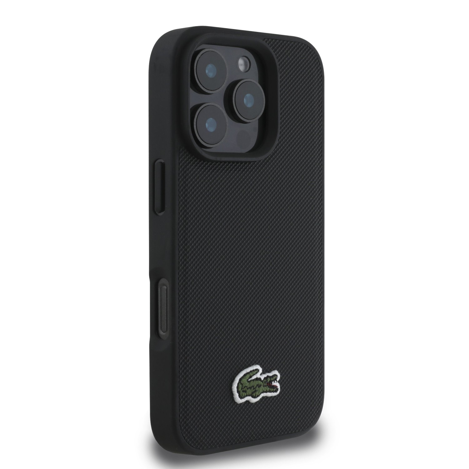 Lacoste Iconic Petit Pique Woven Logo MagSafe Zadní Kryt pro iPhone 16 Pro Black + USB-C/USB-C Datový Kabel 