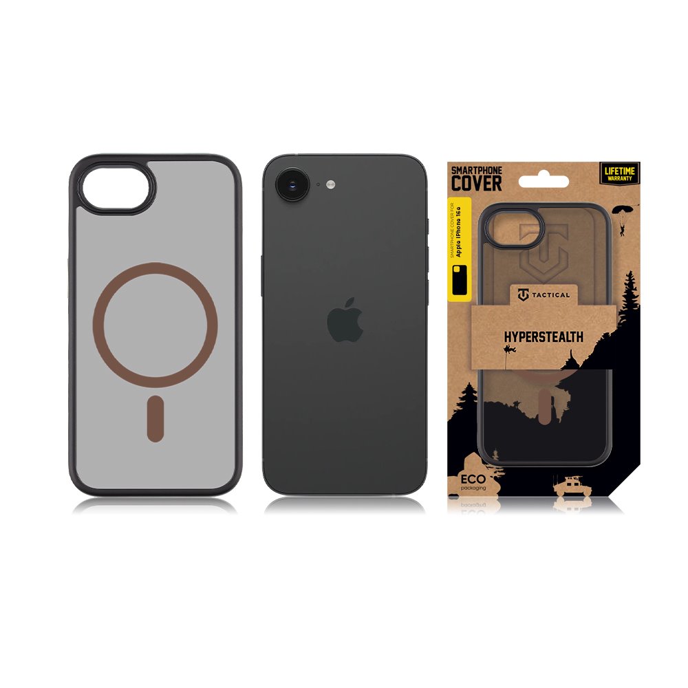 Zadní kryt Tactical MagForce Hyperstealth 2.0 pro Apple iPhone 16e, černá-hnědá