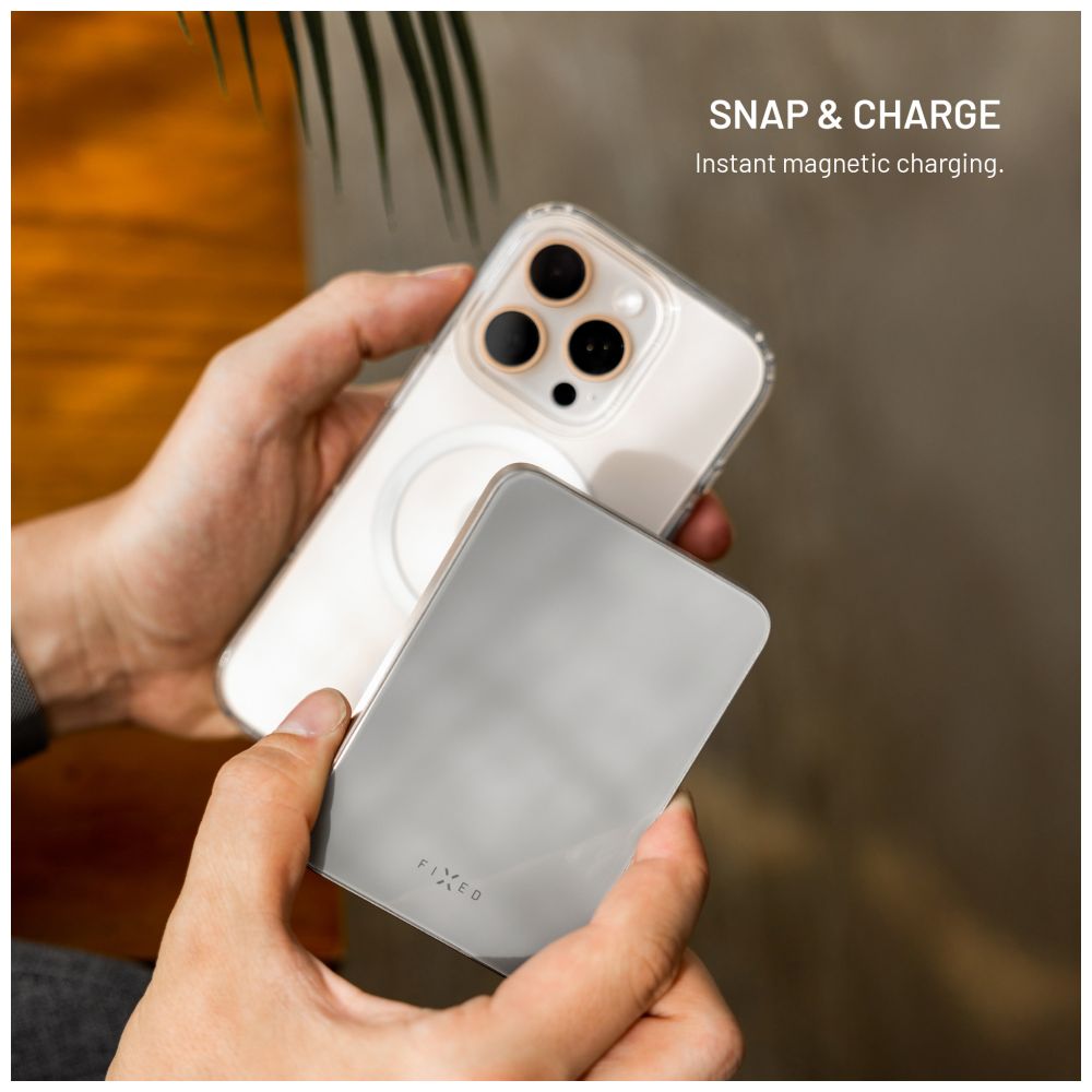 Powerbanka FIXED MagZen 10 Crystal s bezdrátovým nabíjením se standardem Qi2 a podporou MagSafe, 10 000 mAh, černá