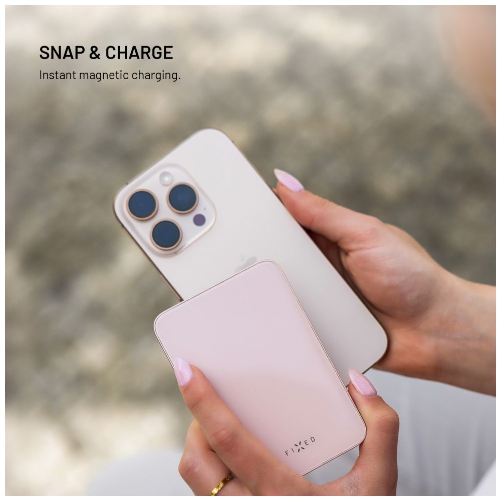 Powerbanka FIXED MagZen 5 Crystal s bezdrátovým nabíjením se standardem Qi2 a podporou MagSafe, 5 000 mAh, černá