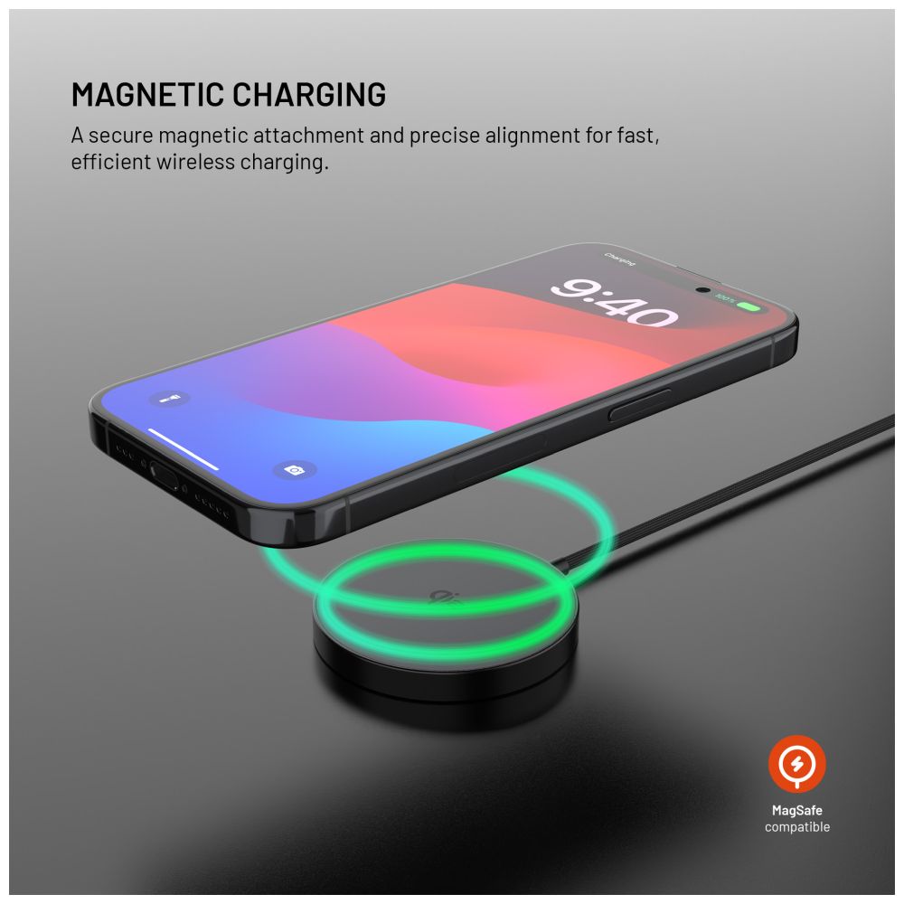 Bezdrátová nabíječka FIXED MagPad Slim s Qi2, podporou MagSafe, 15W, černá