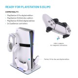 Dokovací stanice FIXED pro PlayStation 5 (Pro/Slim) s větráky a nabíjením pro 2xDualSense, černo-bílá