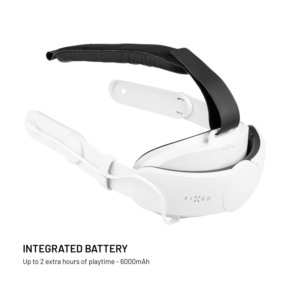 Náhlavní popruh s baterií FIXED VR Power Headstrap pro Meta Quest 3/3S, 6 000 mAh, bílý