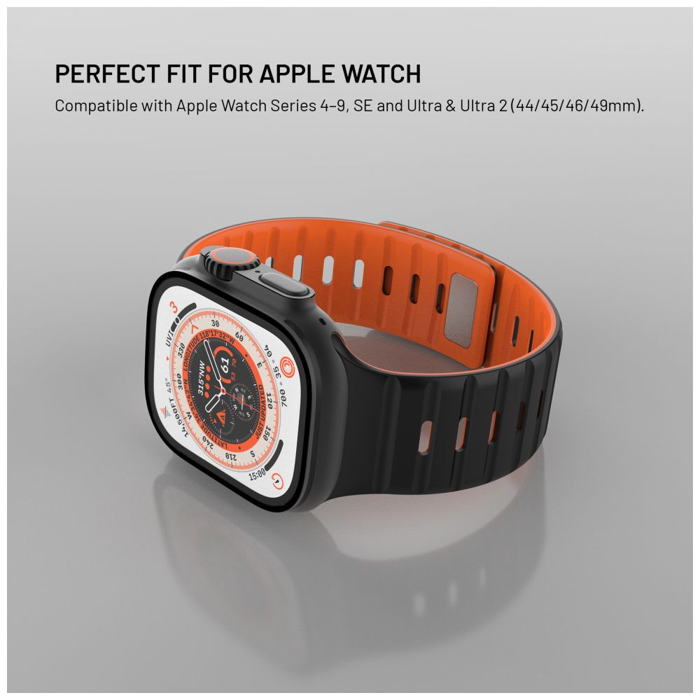 Magnetický řemínek FIXED Silicone Magnetic Strap pro Apple Watch 44/45/46/49mm, černý