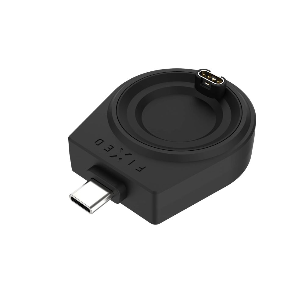 Nabíjecí USB-C adaptér FIXED pro smartwatch Garmin Fenix 5/6/7/7X/8, Epix, Venu 2/3/3S, Vívoactive 3/4/5, černý