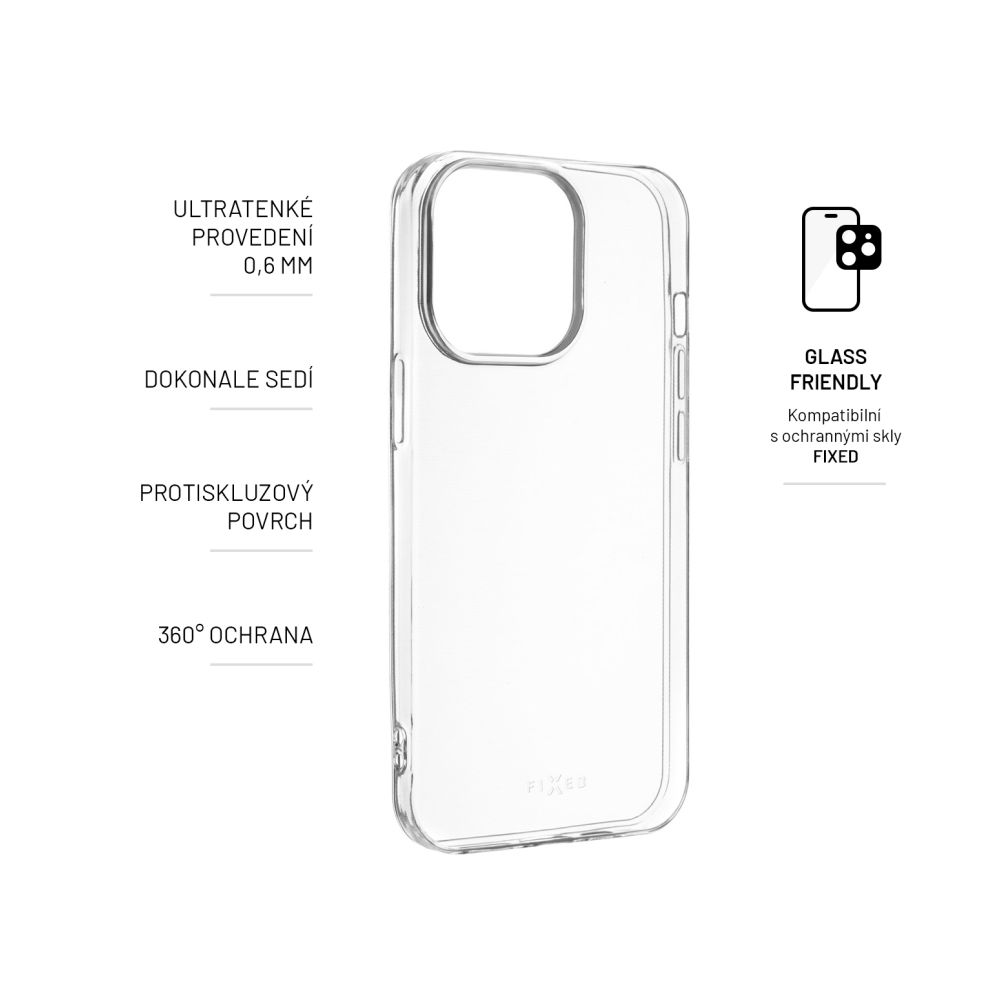 Ultratenký TPU gelový kryt FIXED Story Slim pro Apple iPhone 17 Pro Max, 0,6 mm, čirý