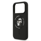 Karl Lagerfeld Liquid Silicone Karl and Choupette MagSafe Zadní Kryt pro iPhone 17 Pro Max Black
