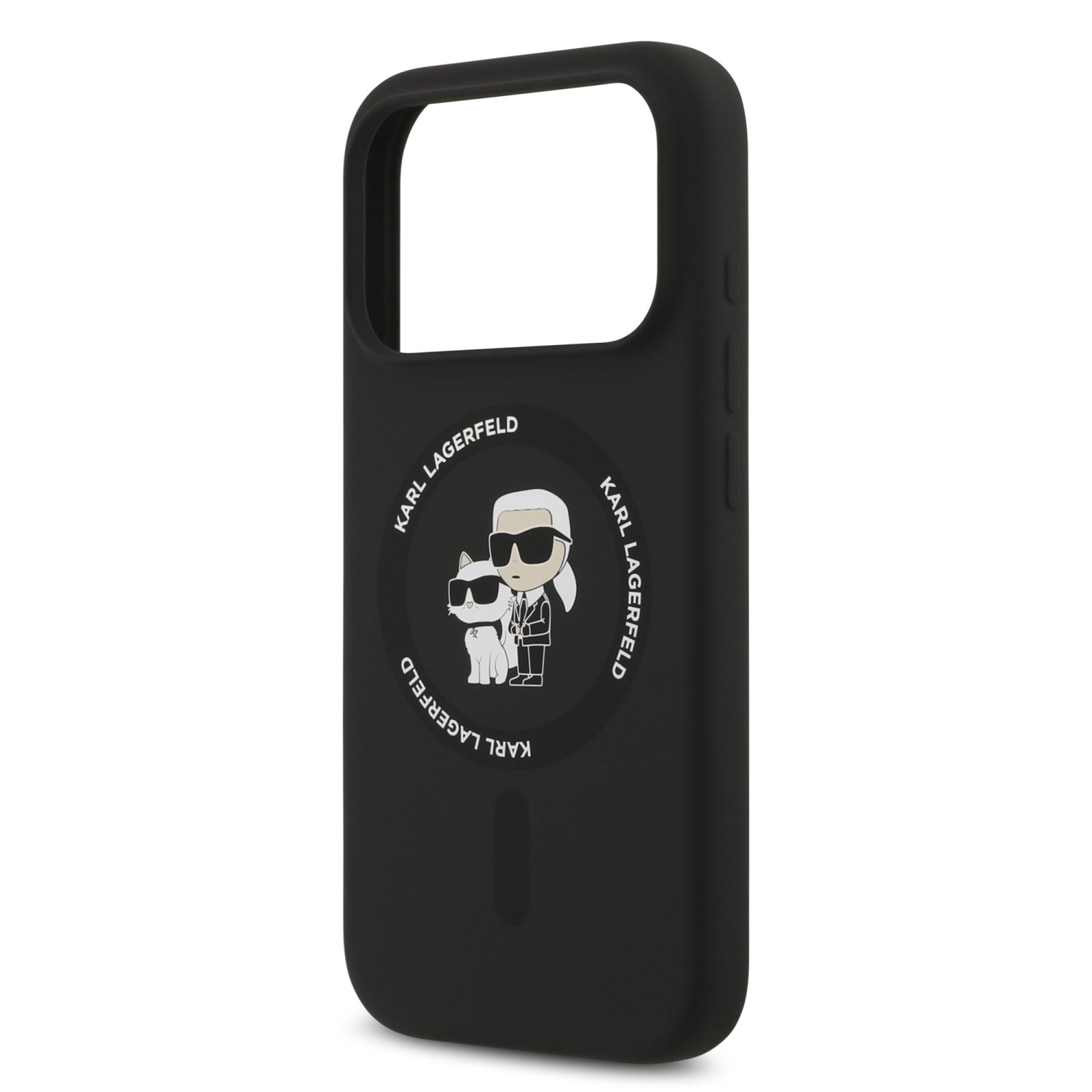 Karl Lagerfeld Liquid Silicone Karl and Choupette MagSafe Zadní Kryt pro iPhone 17 Pro Max Black