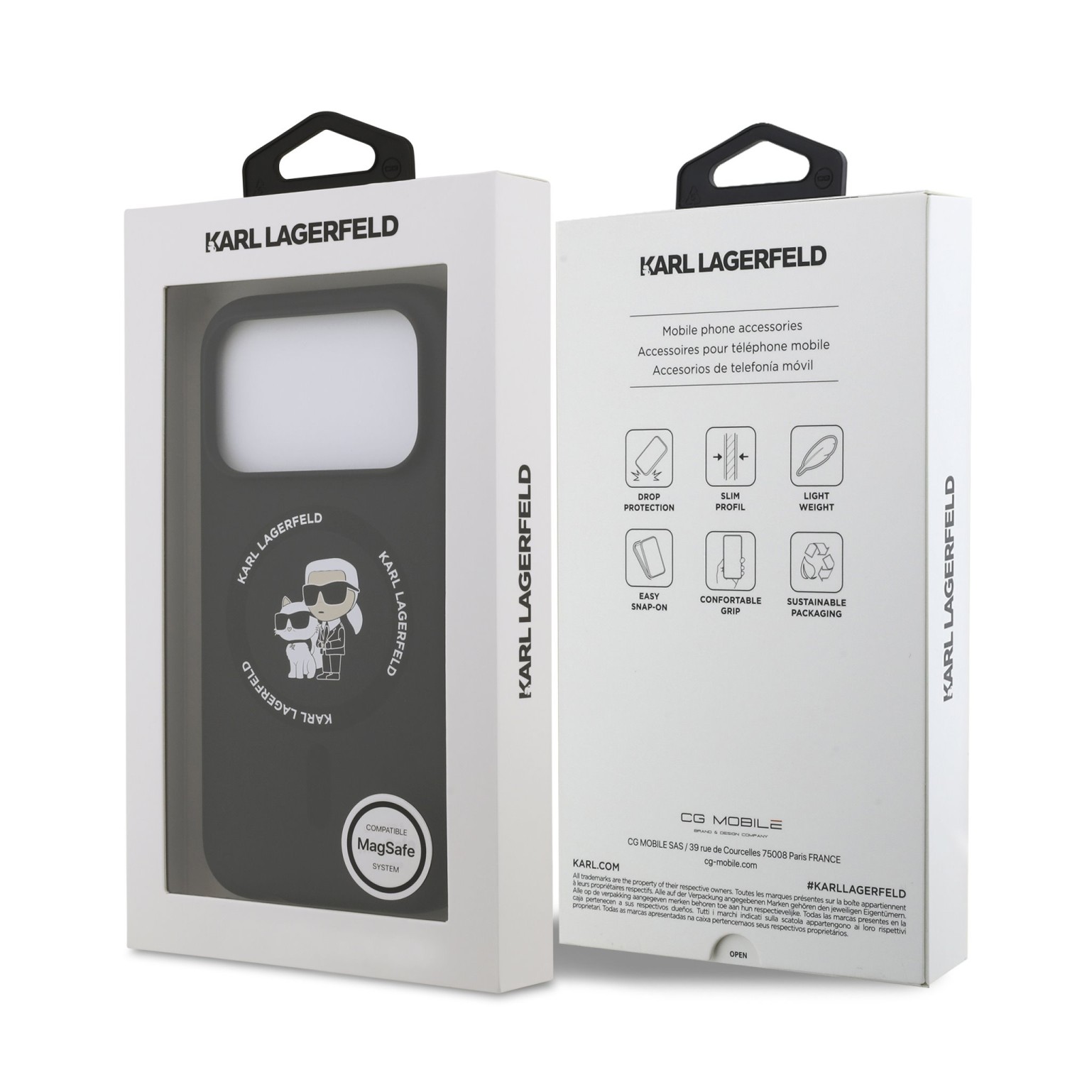 Karl Lagerfeld Liquid Silicone Karl and Choupette MagSafe Zadní Kryt pro iPhone 17 Pro Max Black