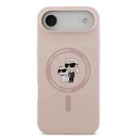 Zadní kryt Karl Lagerfeld Liquid Silicone Karl and Choupette MagSafe pro Apple iPhone Air, růžová