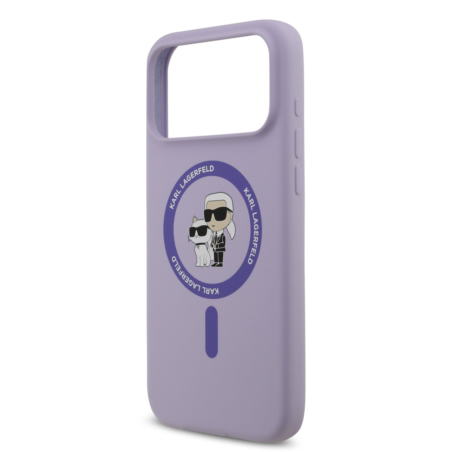 Karl Lagerfeld Liquid Silicone Karl and Choupette MagSafe Zadní Kryt pro iPhone 17 Pro Max Purple