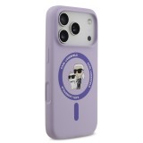 Karl Lagerfeld Liquid Silicone Karl and Choupette MagSafe Zadní Kryt pro iPhone 17 Pro Purple