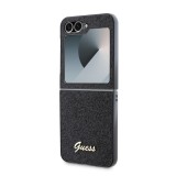 Guess PC/TPU Glitter Flakes Metal Logo Zadní Kryt pro Samsung Galaxy Z Flip 6/7 FE Black
