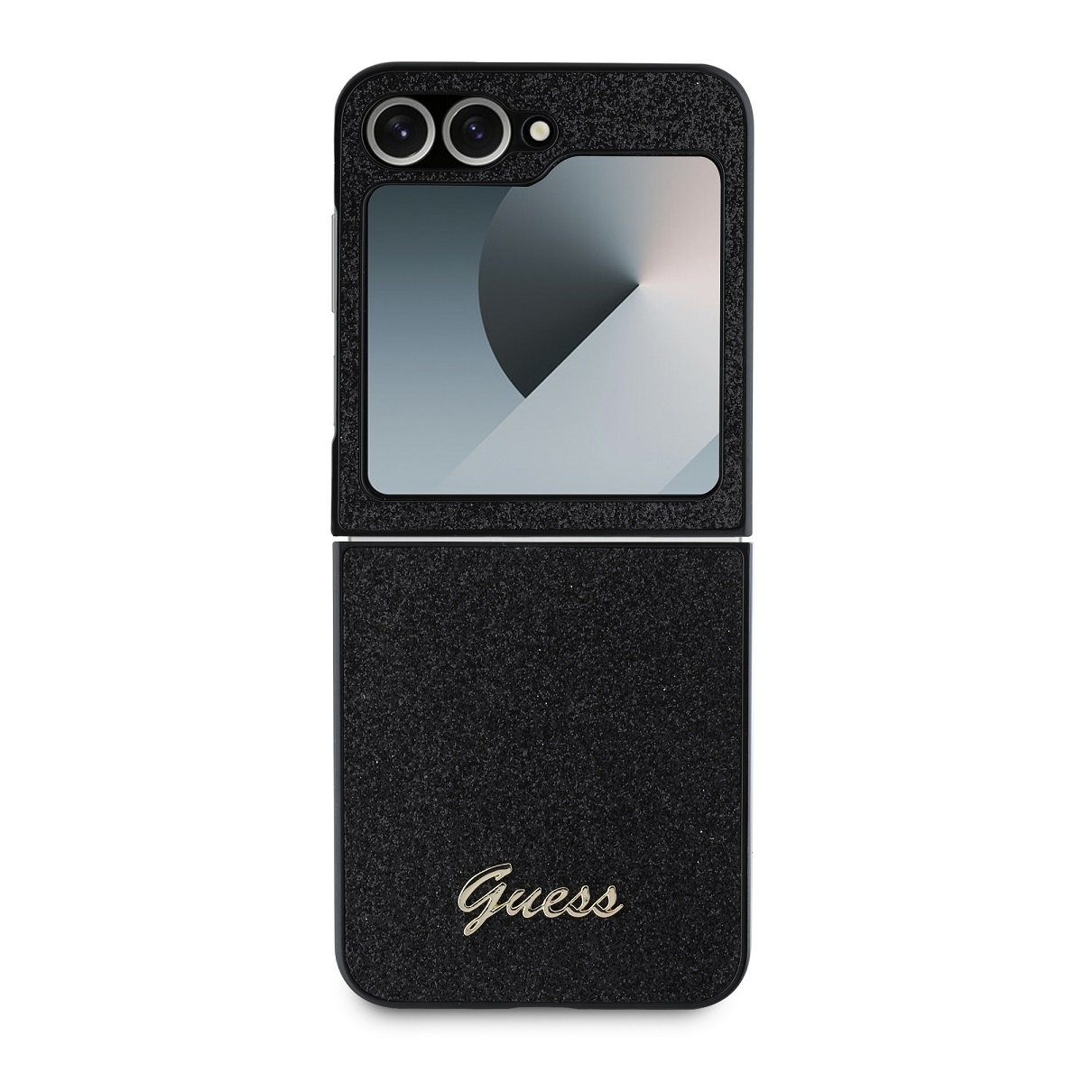 Guess PC/TPU Glitter Flakes Metal Logo Zadní Kryt pro Samsung Galaxy Z Flip 6/7 FE Black