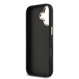 Guess PU Leather 4G Metal Logo Gold Frame Zadní Kryt pro iPhone 17 Black