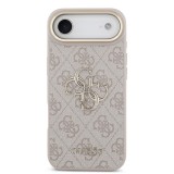 Guess PU Leather 4G Metal Logo Gold Frame Zadní Kryt pro iPhone 17 Air Pink
