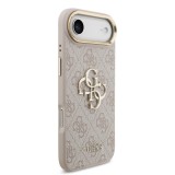 Guess PU Leather 4G Metal Logo Gold Frame Zadní Kryt pro iPhone 17 Air Pink