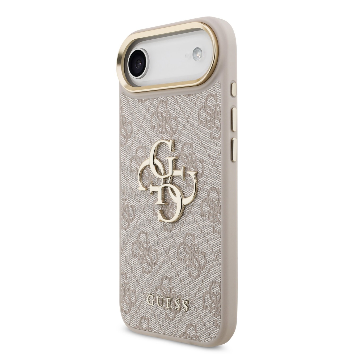 Guess PU Leather 4G Metal Logo Gold Frame Zadní Kryt pro iPhone 17 Air Pink