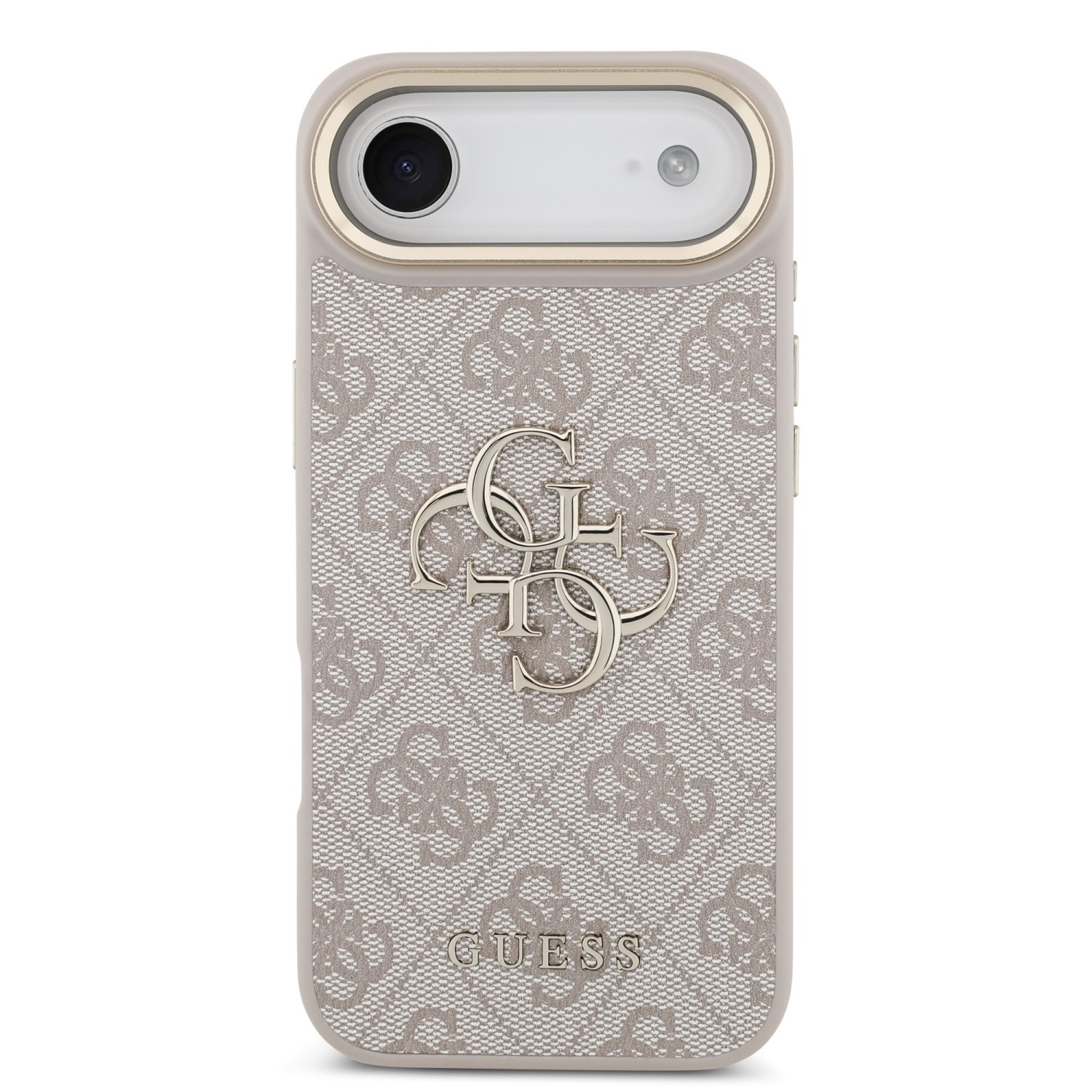 Guess PU Leather 4G Metal Logo Gold Frame Zadní Kryt pro iPhone 17 Air Pink